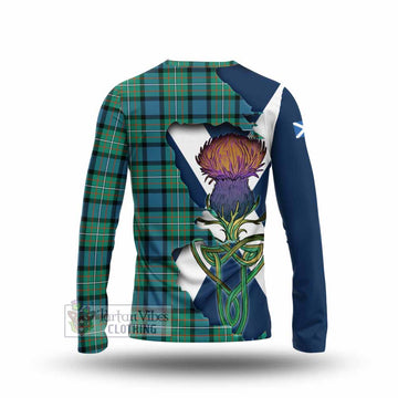 Tartan Vibes Clothing Ferguson (Fergusson) Tartan Family Crest Long Sleeve T-Shirt Scottish Thistle Celtic Inspired
