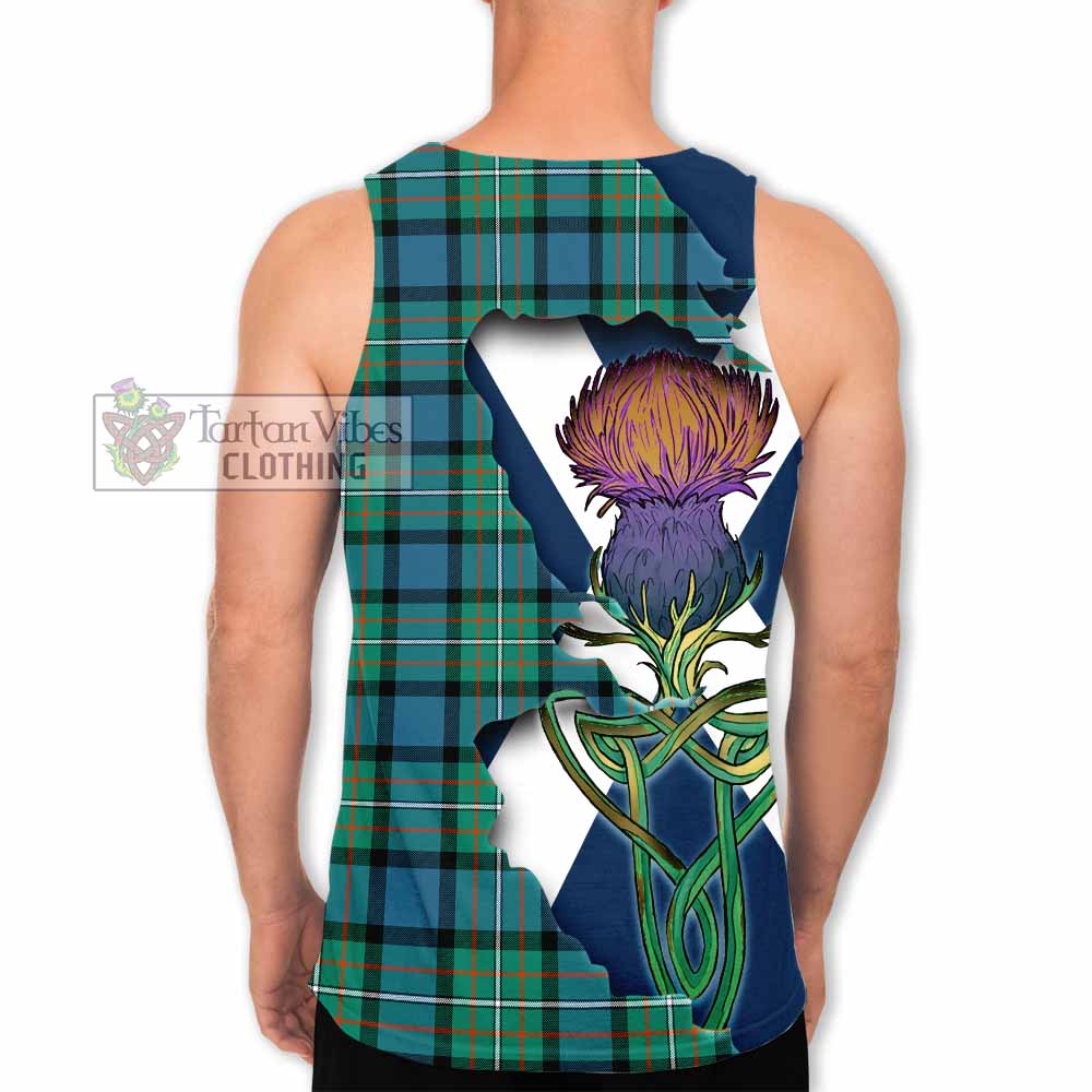 Tartan Vibes Clothing Ferguson (Fergusson) Tartan Family Crest Men's Tank Top Scottish Thistle Celtic Inspired