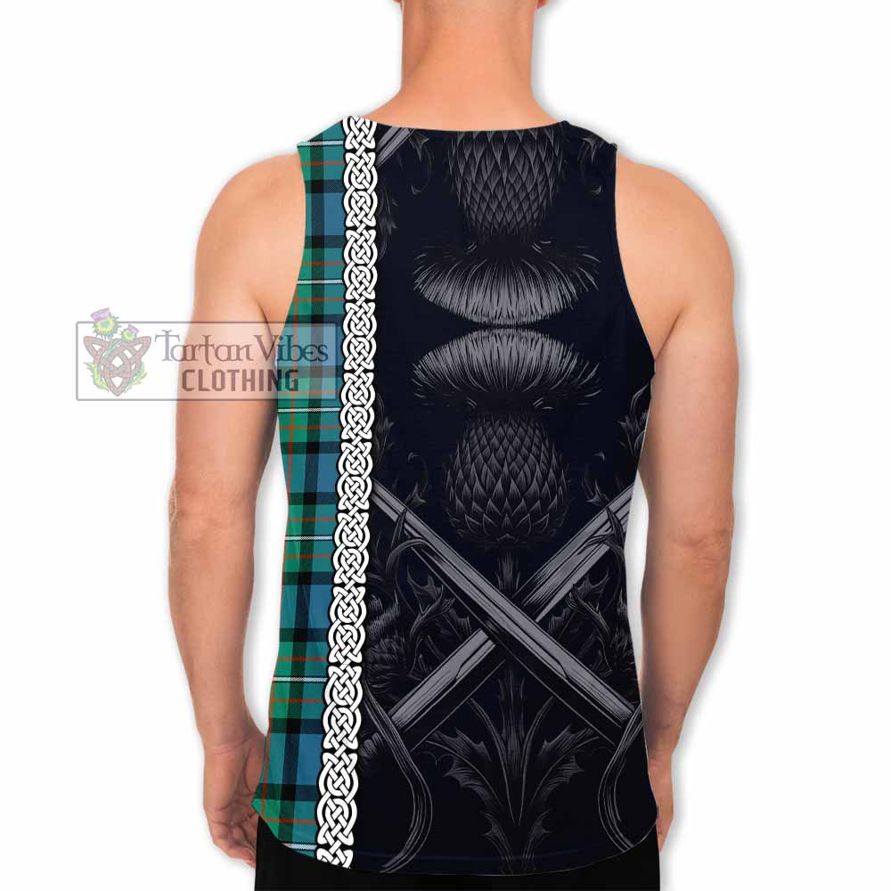 Tartan Vibes Clothing Ferguson (Fergusson) Tartan Men's Tank Top with Family Crest Cross Sword Thistle Celtic Vibes