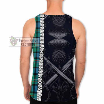 Ferguson (Fergusson) Tartan Men's Tank Top with Family Crest Cross Sword Thistle Celtic Vibes
