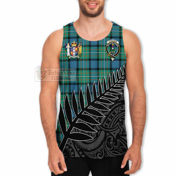 Tartan Vibes Clothing Ferguson (Fergusson) Crest Tartan Men's Tank Top with New Zealand Silver Fern Half Style
