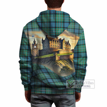 Ferguson (Fergusson) Tartan Family Crest Hoodie with Scottish Ancient Castle Style