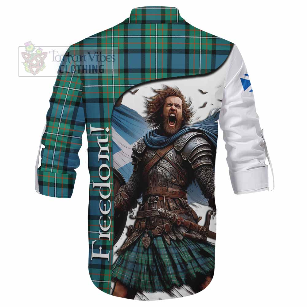 Tartan Vibes Clothing Ferguson (Fergusson) Crest Tartan Ghillie Kilt Shirt Inspired by the Freedom of Scottish Warrior