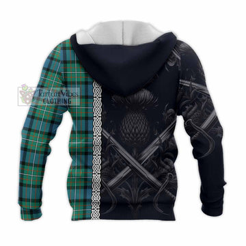 Ferguson (Fergusson) Tartan Knitted Hoodie with Family Crest Cross Sword Thistle Celtic Vibes