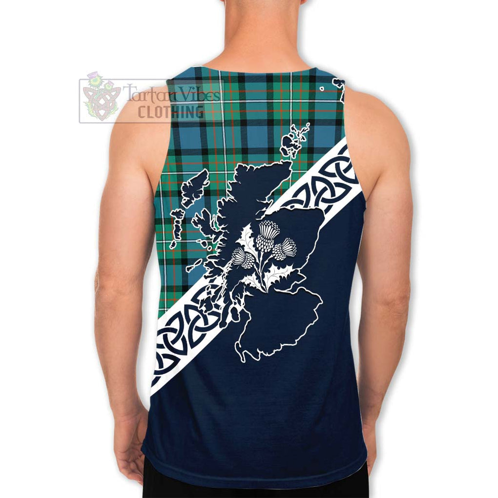 Tartan Vibes Clothing Ferguson (Fergusson) Tartan Men's Tank Top Featuring Thistle and Scotland Map