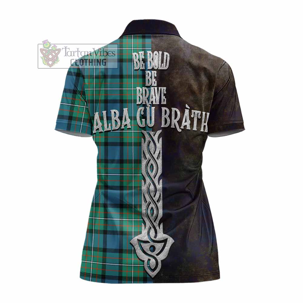 Tartan Vibes Clothing Ferguson (Fergusson) Tartan Family Crest Women's Polo Shirt Alba Gu Brath Be Brave Lion Ancient Style