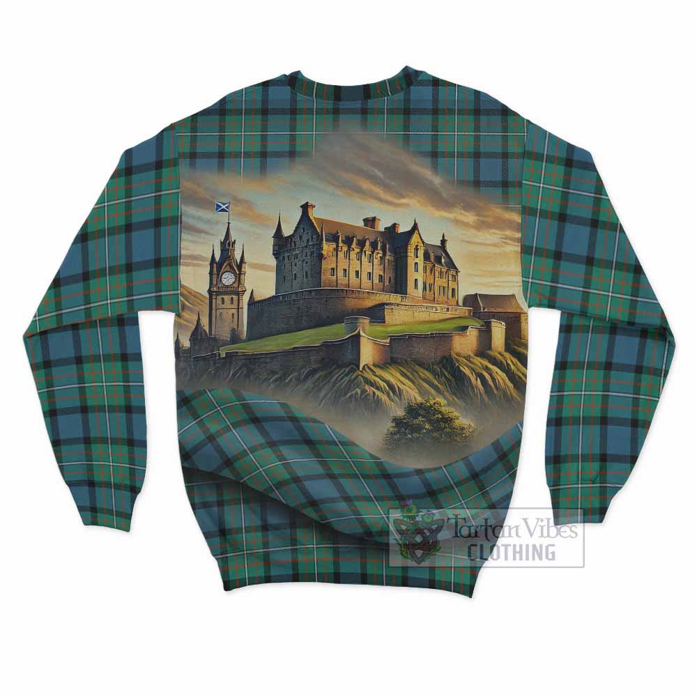 Tartan Vibes Clothing Ferguson (Fergusson) Tartan Family Crest Sweatshirt with Scottish Ancient Castle Style