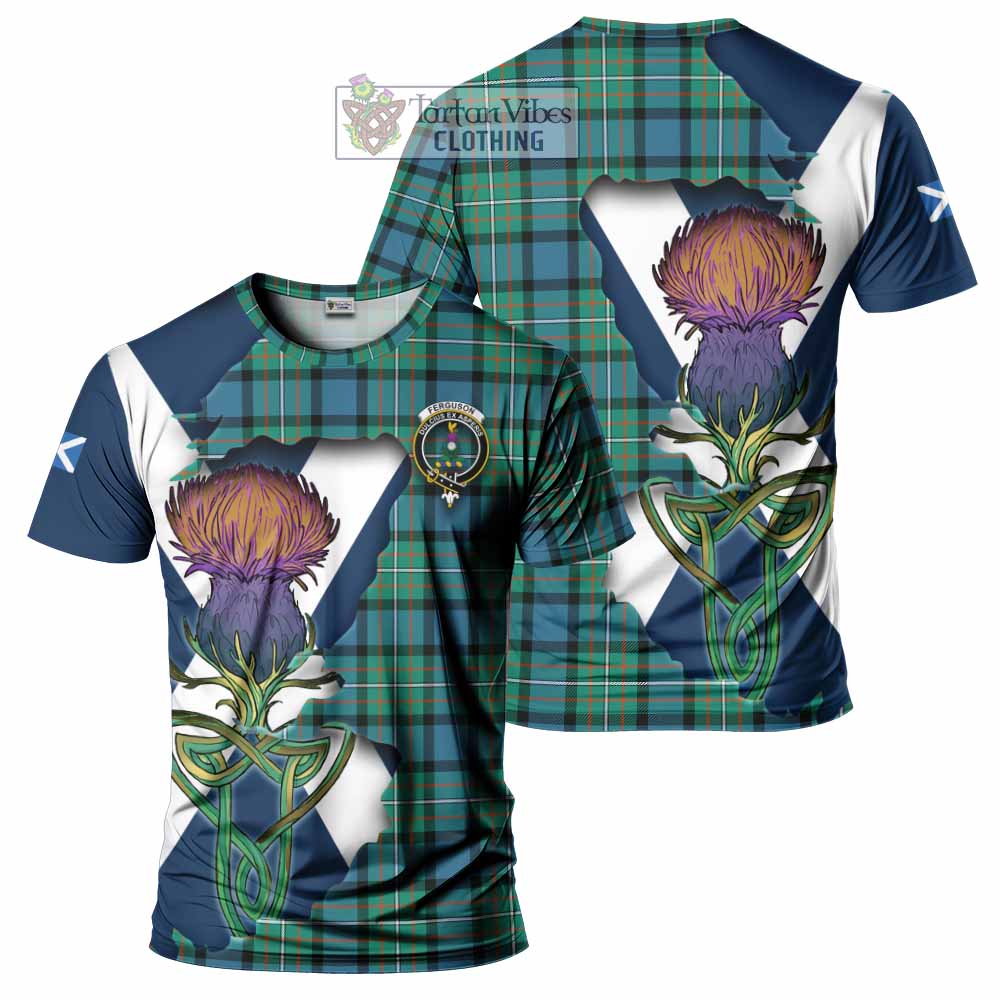 Tartan Vibes Clothing Ferguson (Fergusson) Tartan Family Crest T-Shirt Scottish Thistle Celtic Inspired