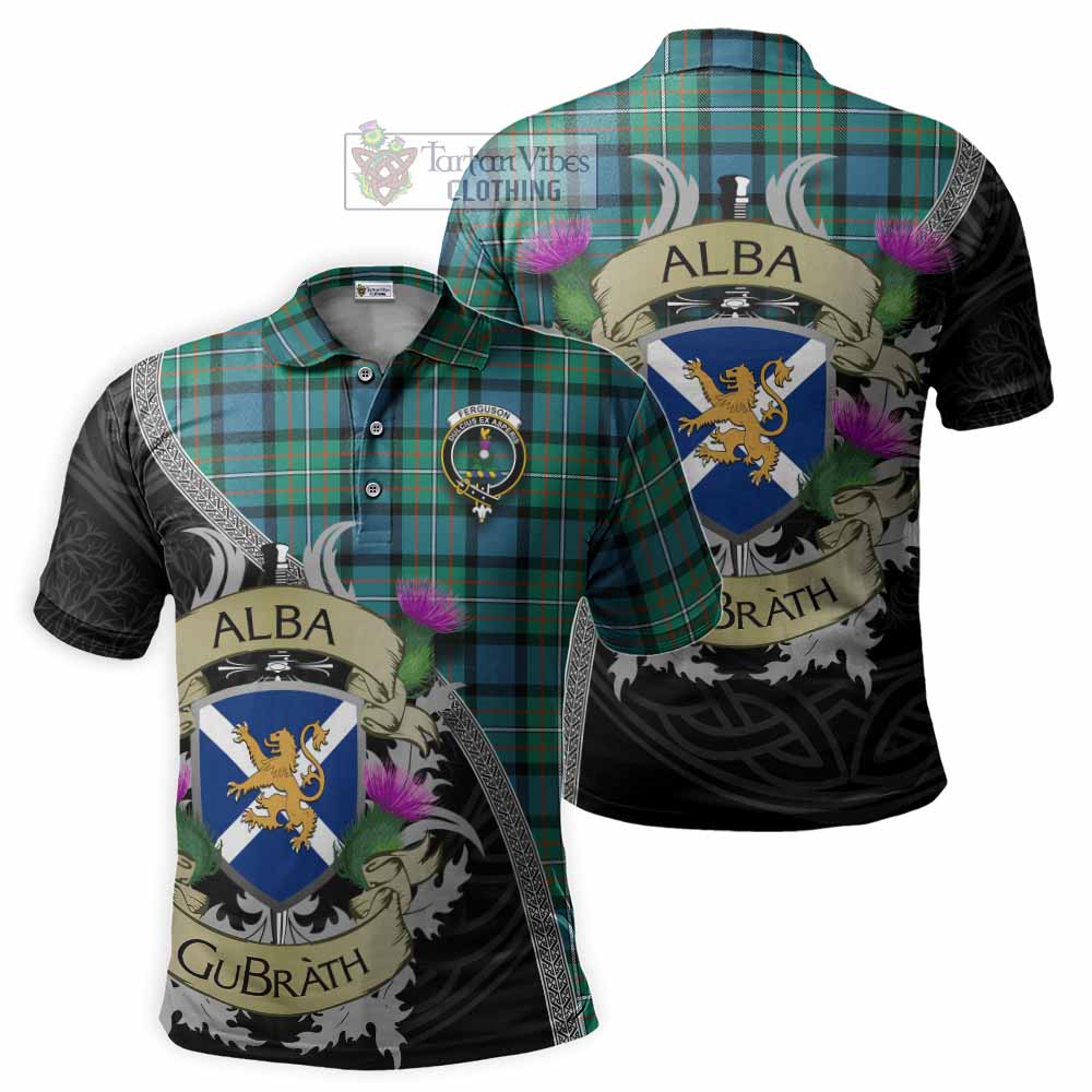 Tartan Vibes Clothing Ferguson (Fergusson) Tartan Family Crest Polo Shirt Lion Rampant Royal Thistle Shield Celtic Inspired