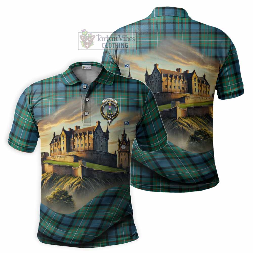 Tartan Vibes Clothing Ferguson (Fergusson) Tartan Family Crest Polo Shirt with Scottish Ancient Castle Stype