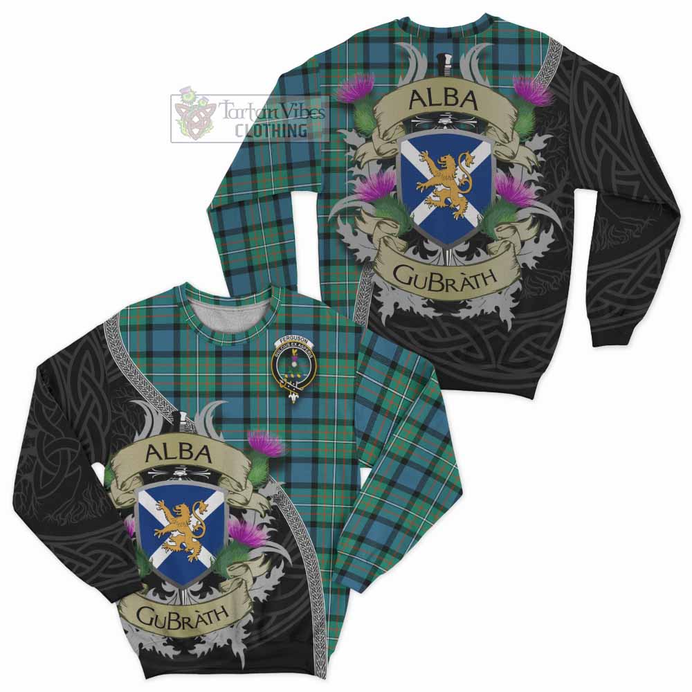 Tartan Vibes Clothing Ferguson (Fergusson) Tartan Family Crest Sweatshirt Lion Rampant Royal Thistle Shield Celtic Inspired