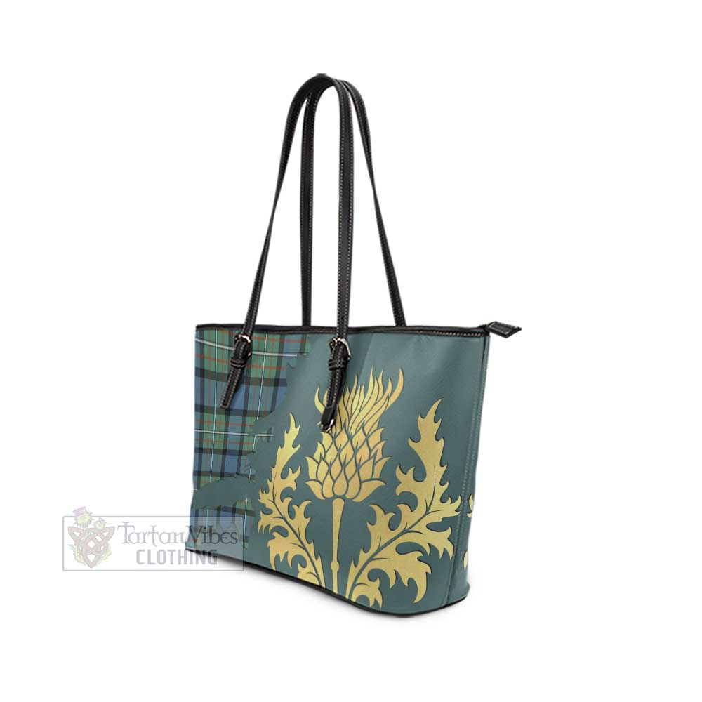 Tartan Vibes Clothing Ferguson (Fergusson) Tartan Leather Tote Bag Gold Thistle Style