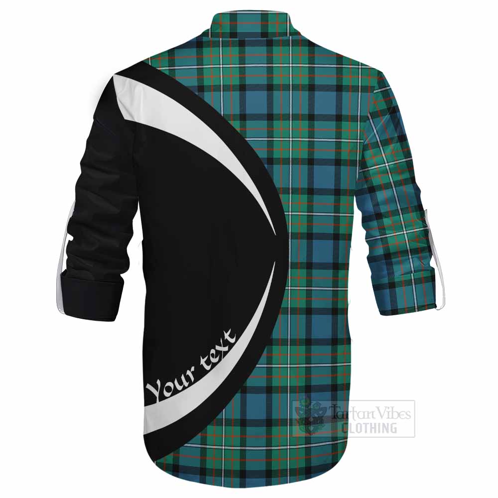 Tartan Vibes Clothing Ferguson (Fergusson) Tartan Ghillie Kilt Shirt with Family Crest Circle Style