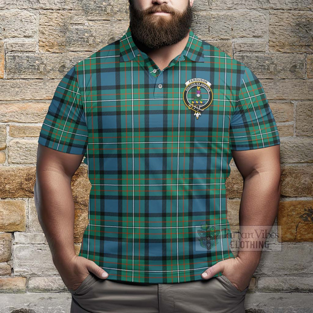 Tartan Vibes Clothing Ferguson (Fergusson) Tartan Polo Shirt with Family Crest Celtic Skull Style