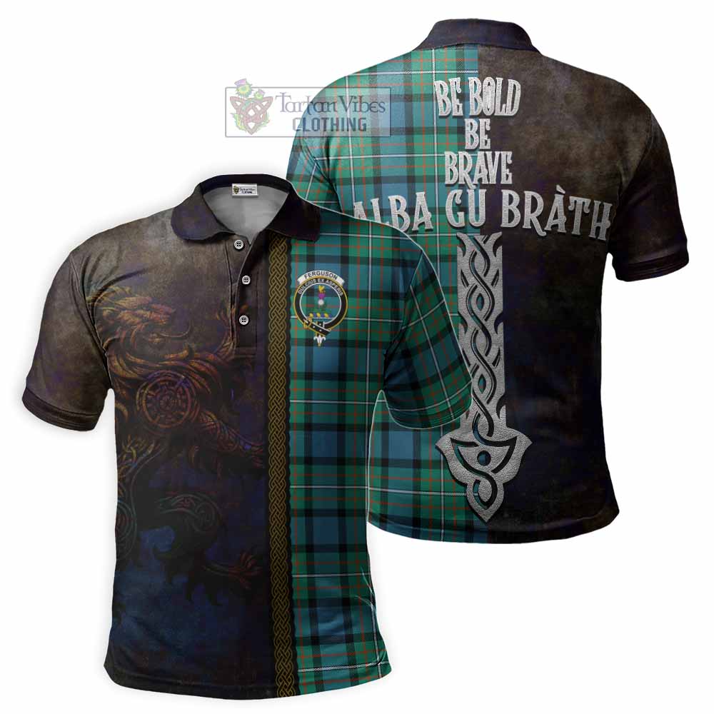 Tartan Vibes Clothing Ferguson (Fergusson) Tartan Family Crest Polo Shirt Alba Gu Brath Be Brave Lion Ancient Style