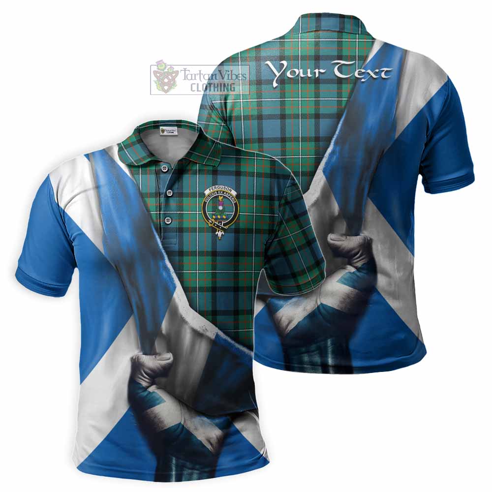 Tartan Vibes Clothing Ferguson (Fergusson) Tartan Polo Shirt with Family Crest Scotland Patriotic Style