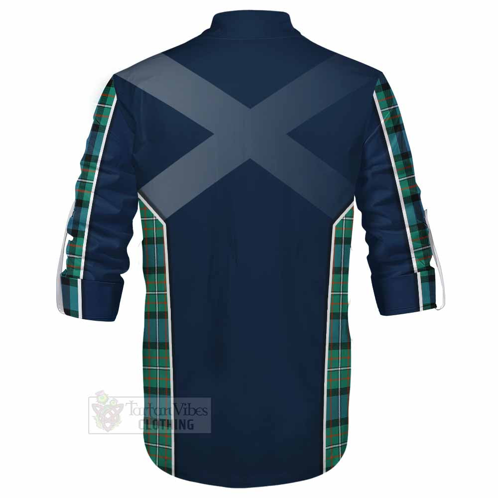 Tartan Vibes Clothing Ferguson (Fergusson) Tartan Ghillie Kilt Shirt with Family Crest and Lion Rampant Vibes Sport Style