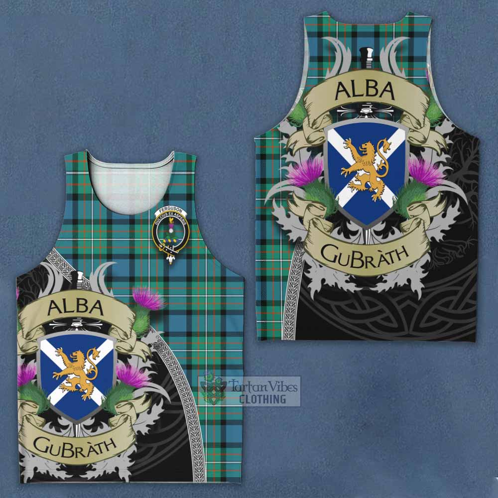 Tartan Vibes Clothing Ferguson (Fergusson) Tartan Family Crest Men's Tank Top Lion Rampant Royal Thistle Shield Celtic Inspired