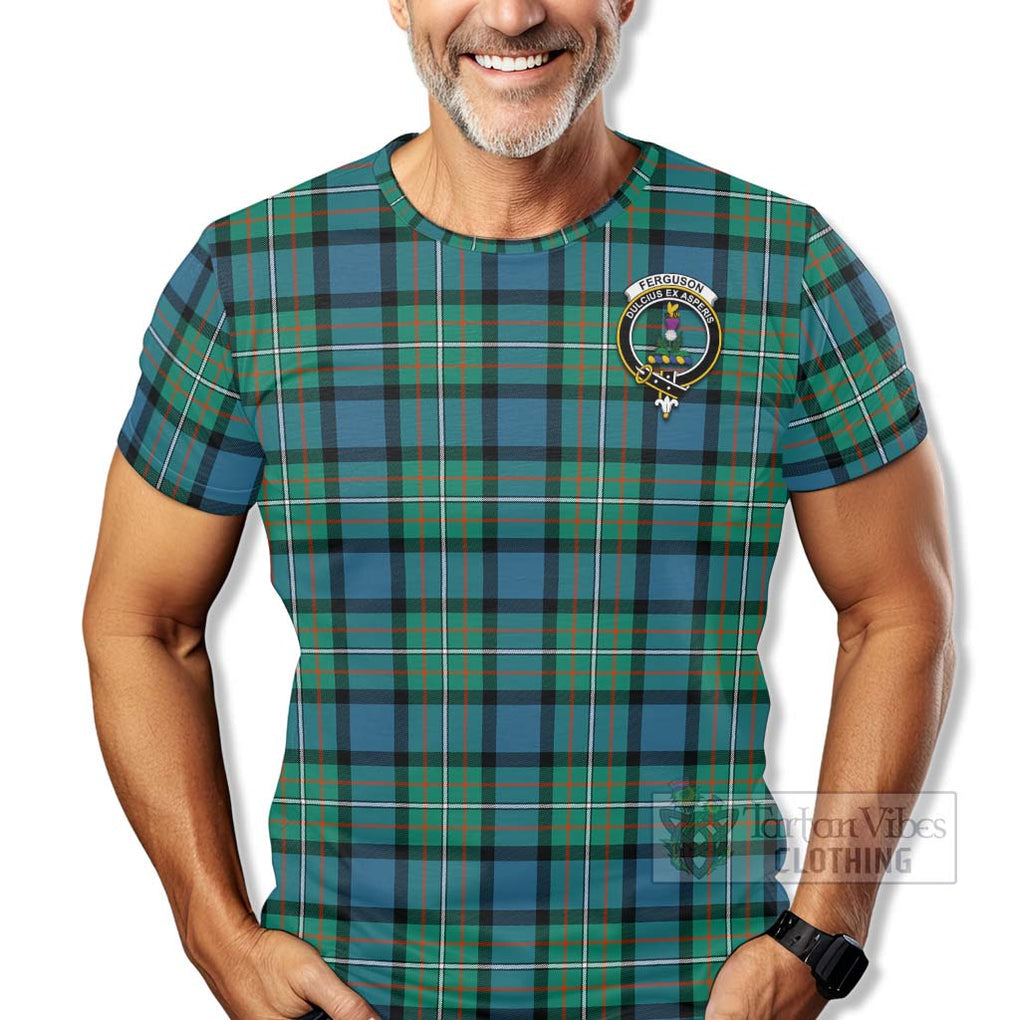 Tartan Vibes Clothing Ferguson (Fergusson) Tartan T-Shirt with Family Crest Celtic Skull Style