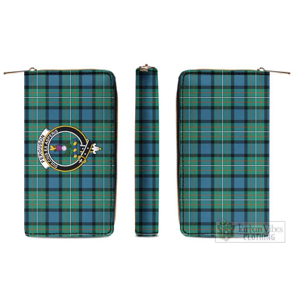Tartan Vibes Clothing Ferguson (Fergusson) Tartan Women's Leather Wallet with Family Crest