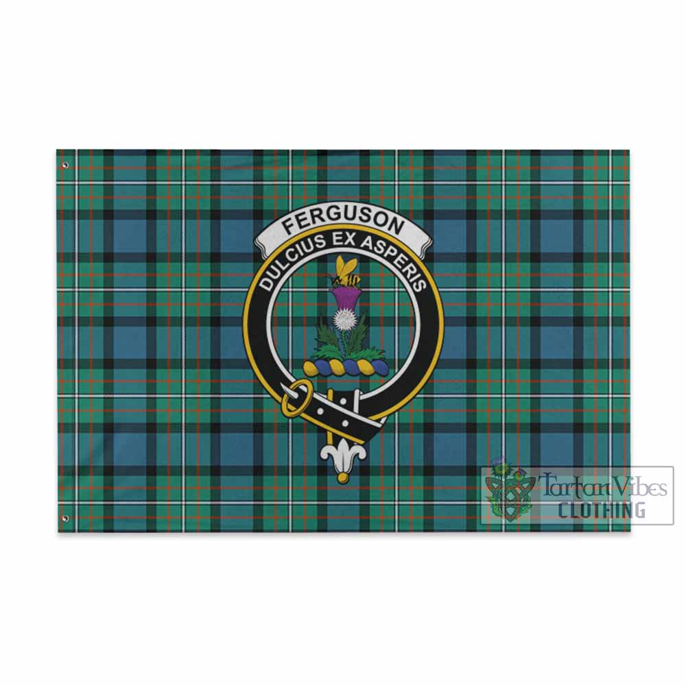 Tartan Vibes Clothing Ferguson (Fergusson) Tartan House Flag with Family Crest