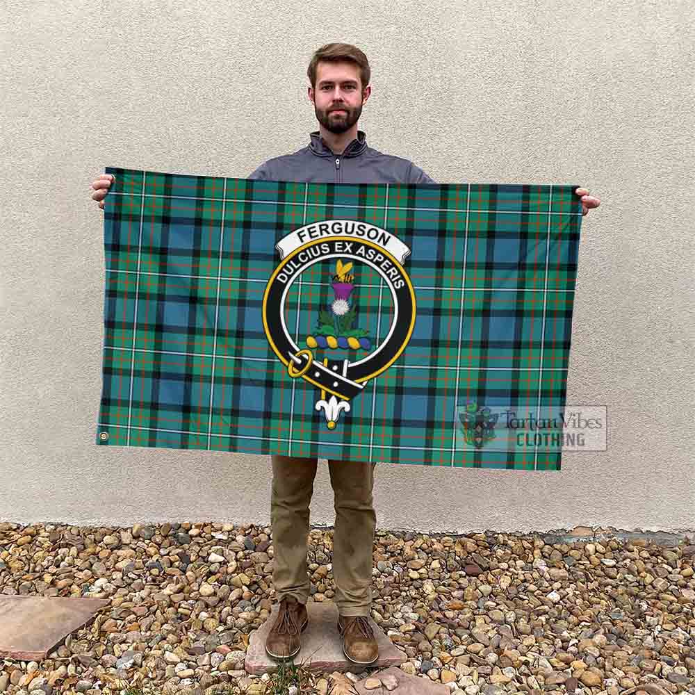 Tartan Vibes Clothing Ferguson (Fergusson) Tartan House Flag with Family Crest