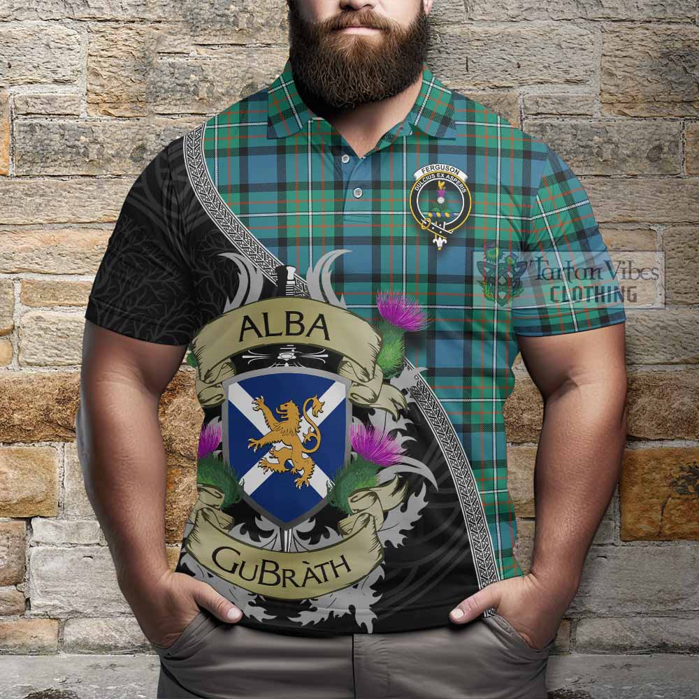 Tartan Vibes Clothing Ferguson (Fergusson) Tartan Family Crest Polo Shirt Lion Rampant Royal Thistle Shield Celtic Inspired