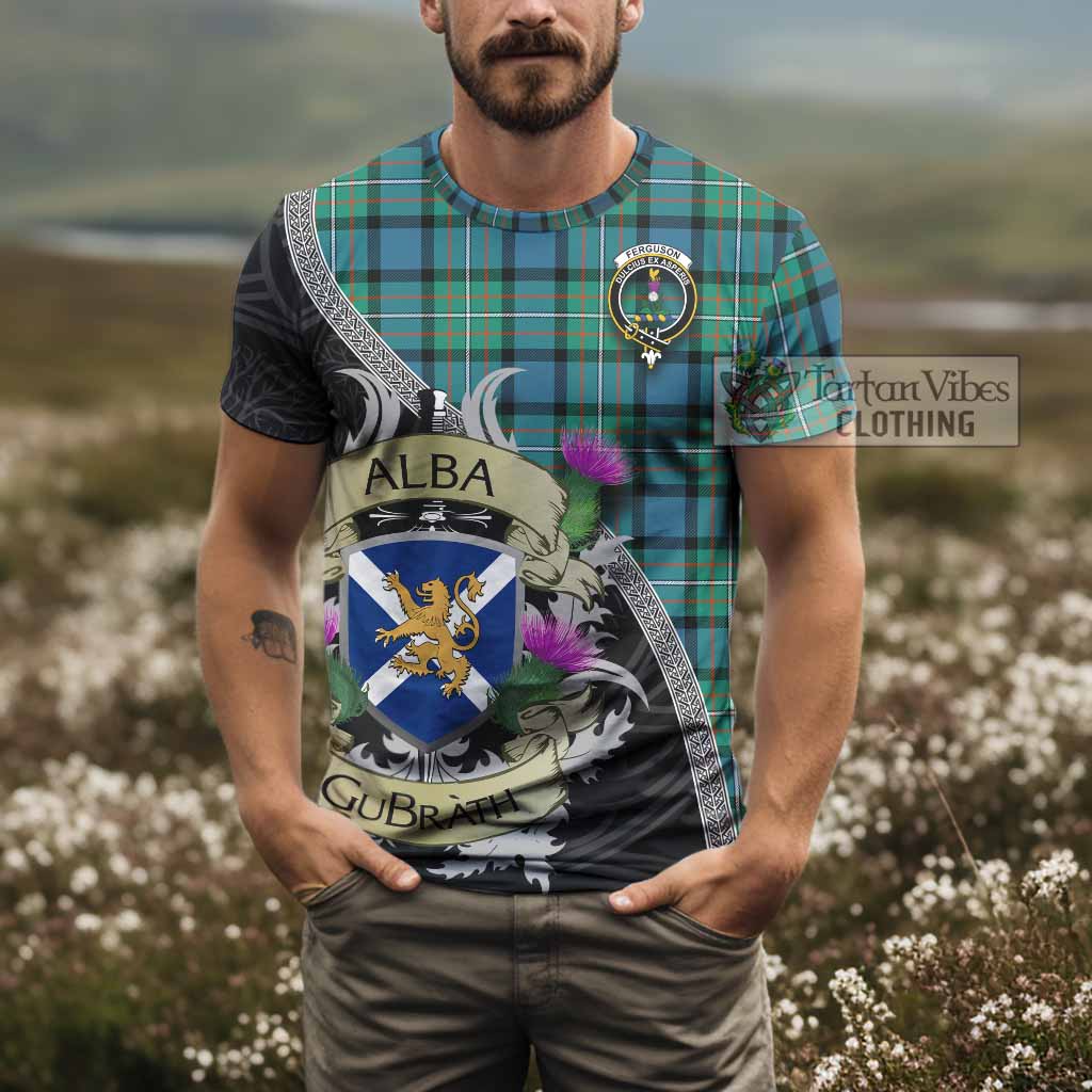 Tartan Vibes Clothing Ferguson (Fergusson) Tartan Family Crest T-Shirt Lion Rampant Royal Thistle Shield Celtic Inspired