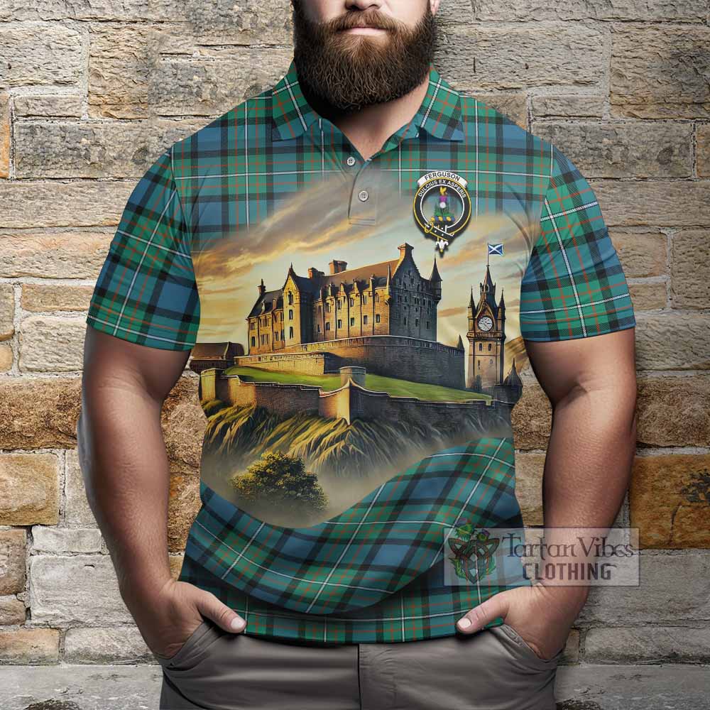 Tartan Vibes Clothing Ferguson (Fergusson) Tartan Family Crest Polo Shirt with Scottish Ancient Castle Stype