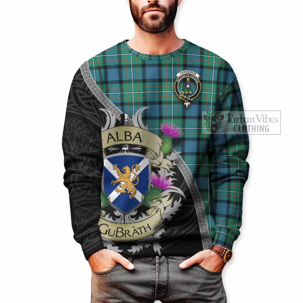 Tartan Vibes Clothing Ferguson (Fergusson) Tartan Family Crest Sweatshirt Lion Rampant Royal Thistle Shield Celtic Inspired