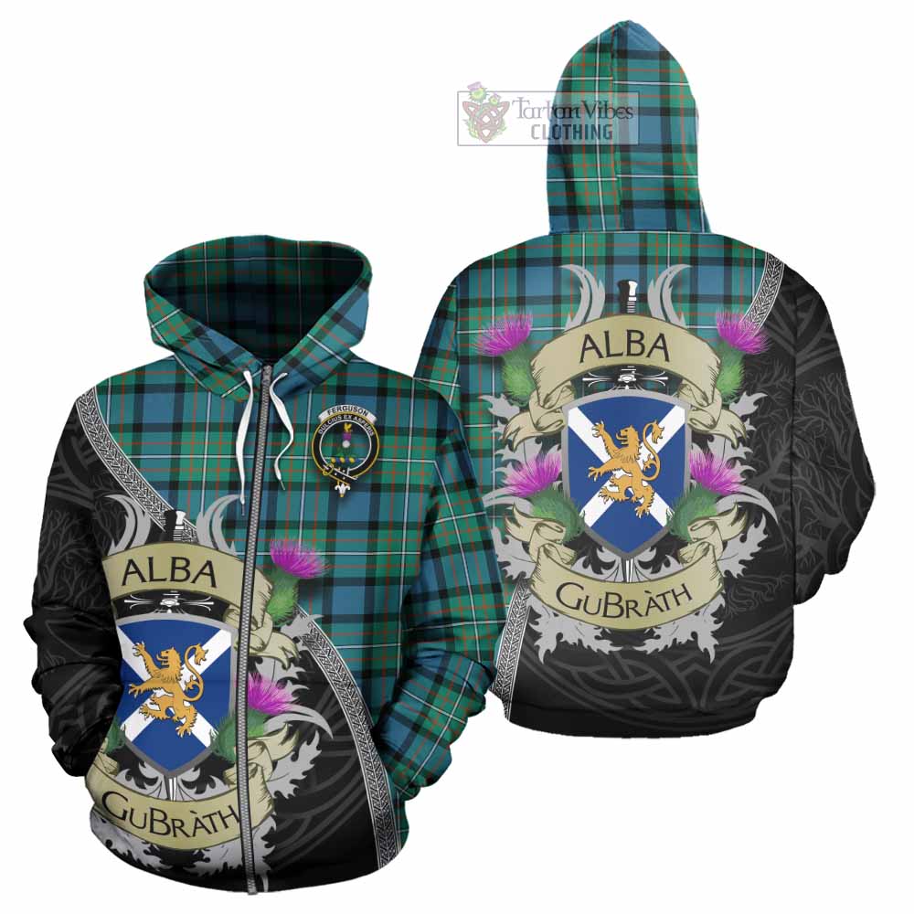 Tartan Vibes Clothing Ferguson (Fergusson) Tartan Family Crest Hoodie Lion Rampant Royal Thistle Shield Celtic Inspired