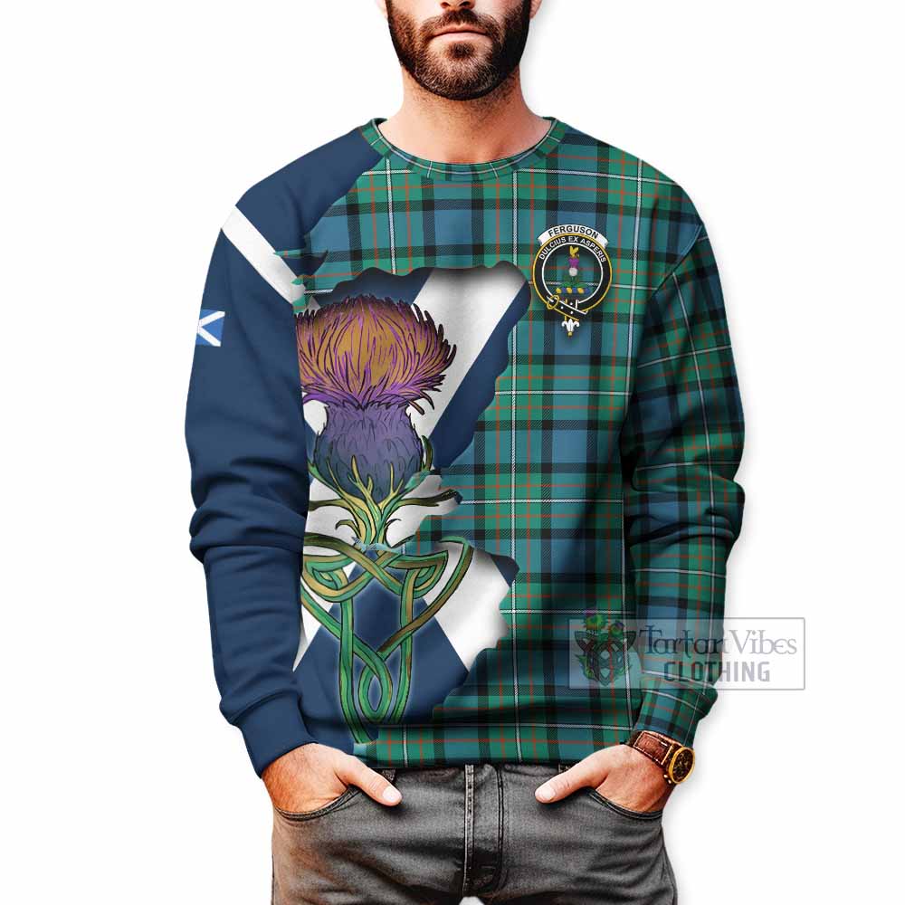 Tartan Vibes Clothing Ferguson (Fergusson) Tartan Family Crest Sweatshirt Scottish Thistle Celtic Inspired