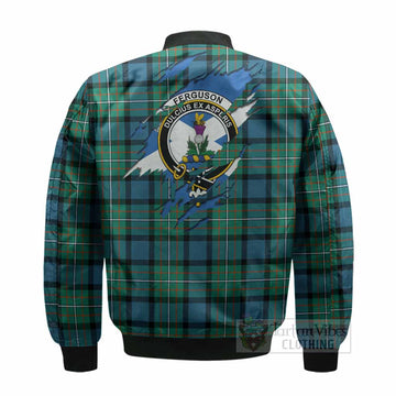 Ferguson (Fergusson) Clan Crest In Me Tartan Bomber Jacket Scotland Flag Style