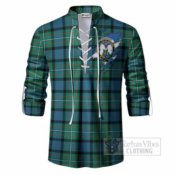 Ferguson (Fergusson) Clan Crest In Me Tartan Ghillie Shirt Scotland Flag Style