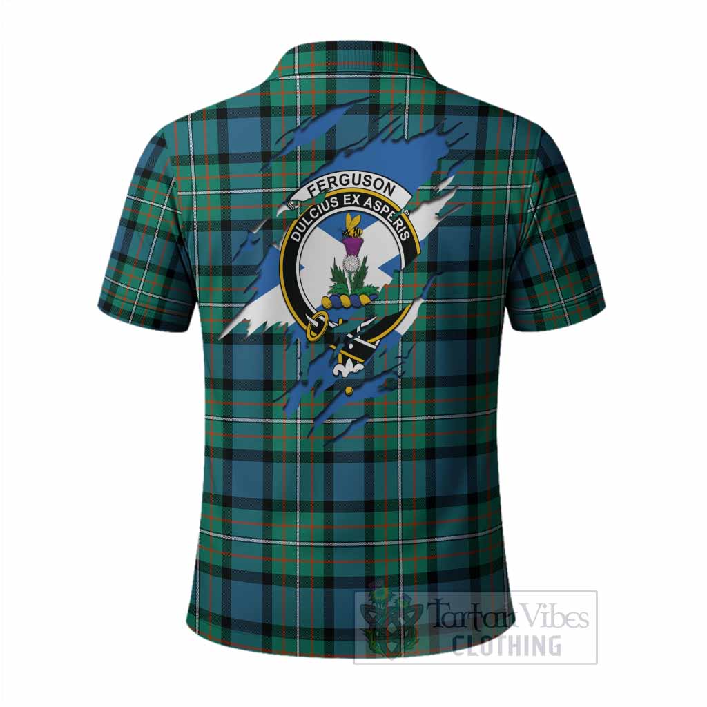 Ferguson (Fergusson) Clan Crest In Me Tartan Polo Shirt Scotland Flag Style