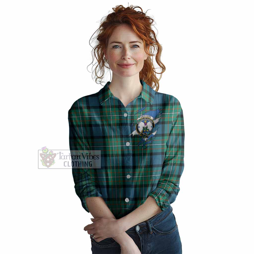 Ferguson (Fergusson) Clan Crest In Me Tartan Women Casual Shirt Scotland Flag Style