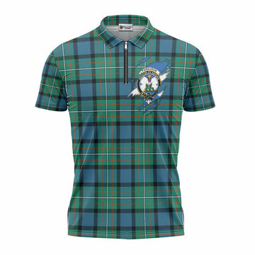 Ferguson (Fergusson) Clan Crest In Me Tartan Zipper Polo Shirt Scotland Flag Style
