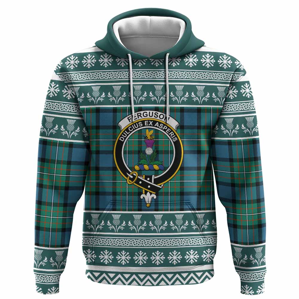 Ferguson (Fergusson) Clan Tartan Christmas Hoodie with Family Crest - Tartan Vibes Clothing