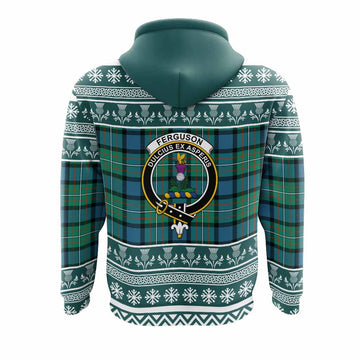 Ferguson (Fergusson) Clan Tartan Christmas Hoodie with Family Crest