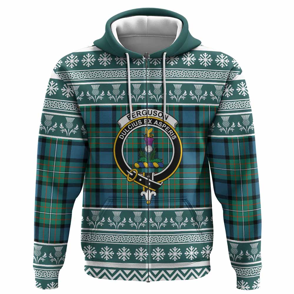 Ferguson (Fergusson) Clan Tartan Christmas Hoodie with Family Crest - Tartan Vibes Clothing