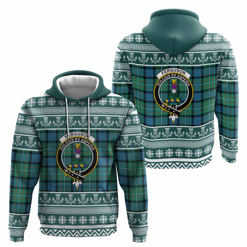 Ferguson (Fergusson) Clan Tartan Christmas Hoodie with Family Crest - Tartan Vibes Clothing