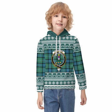 Ferguson (Fergusson) Clan Tartan Christmas Kid Hoodie with Family Crest