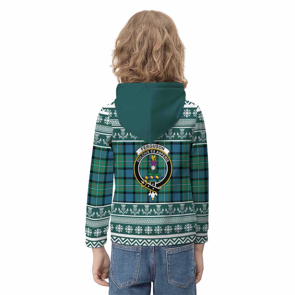 Ferguson (Fergusson) Clan Tartan Christmas Kid Hoodie with Family Crest - Tartan Vibes Clothing