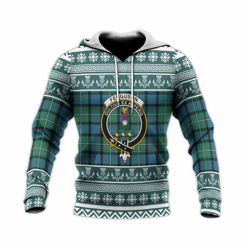 Ferguson (Fergusson) Clan Tartan Christmas Knitted Hoodie with Family Crest - Tartan Vibes Clothing