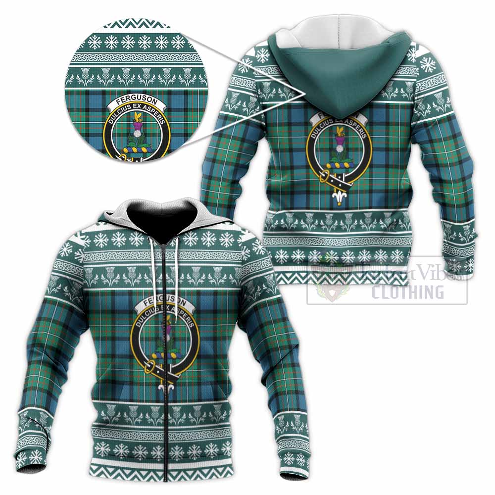Ferguson (Fergusson) Clan Tartan Christmas Knitted Hoodie with Family Crest - Tartan Vibes Clothing