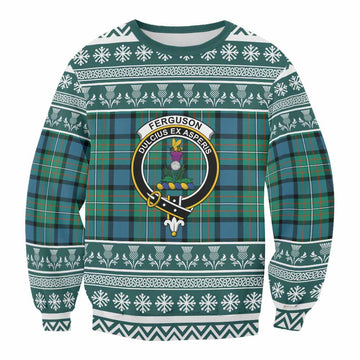 Ferguson (Fergusson) Clan Tartan Christmas Sweatshirt with Family Crest
