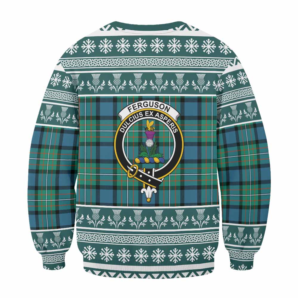 Ferguson (Fergusson) Clan Tartan Christmas Sweatshirt with Family Crest - Tartan Vibes Clothing