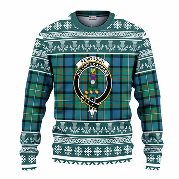 Ferguson (Fergusson) Clan Tartan Christmas Ugly Sweater with Family Crest