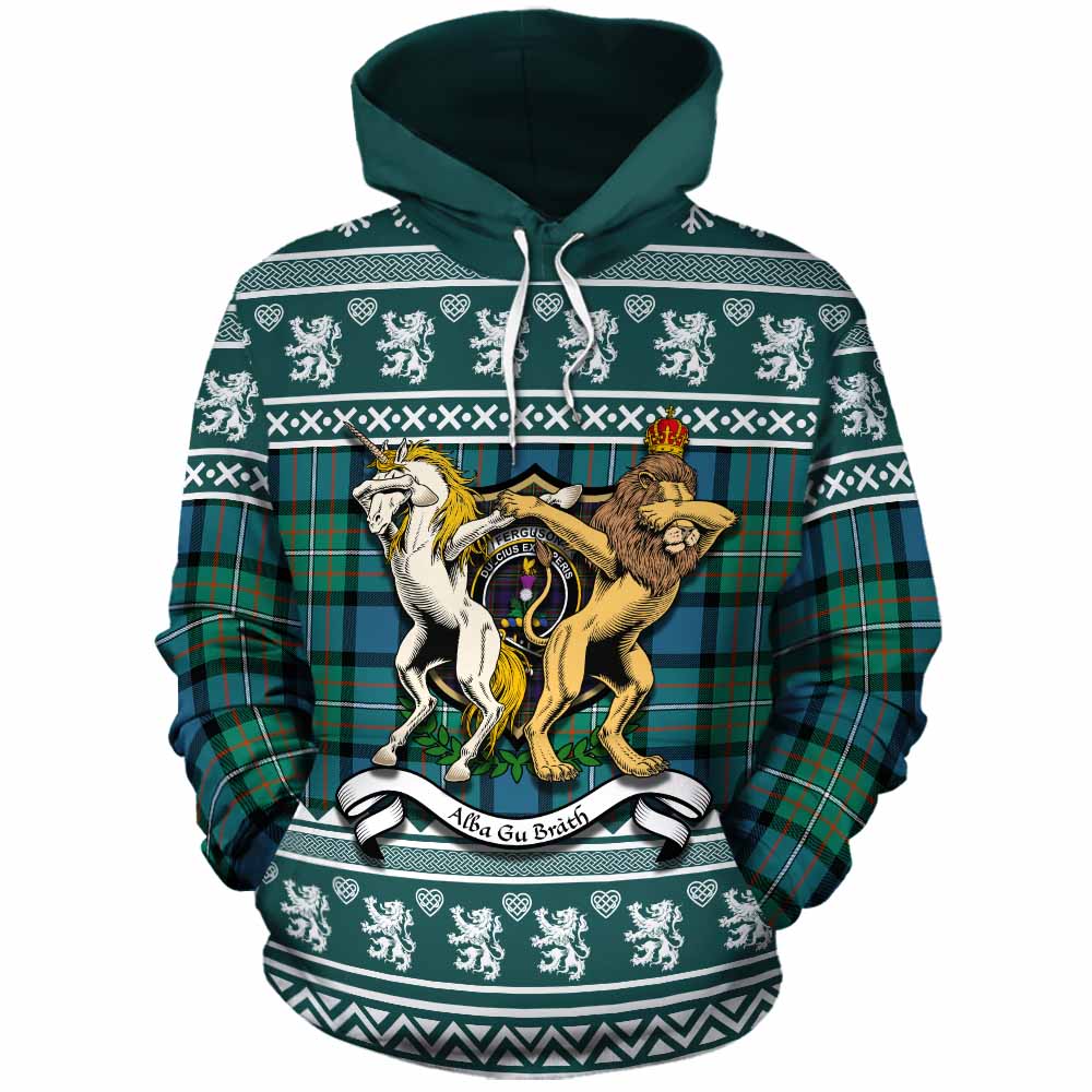 Ferguson (Fergusson) Clan Tartan Crest Christmas Cotton Hoodie Coat of Arms Funny Style - Tartan Vibes Clothing
