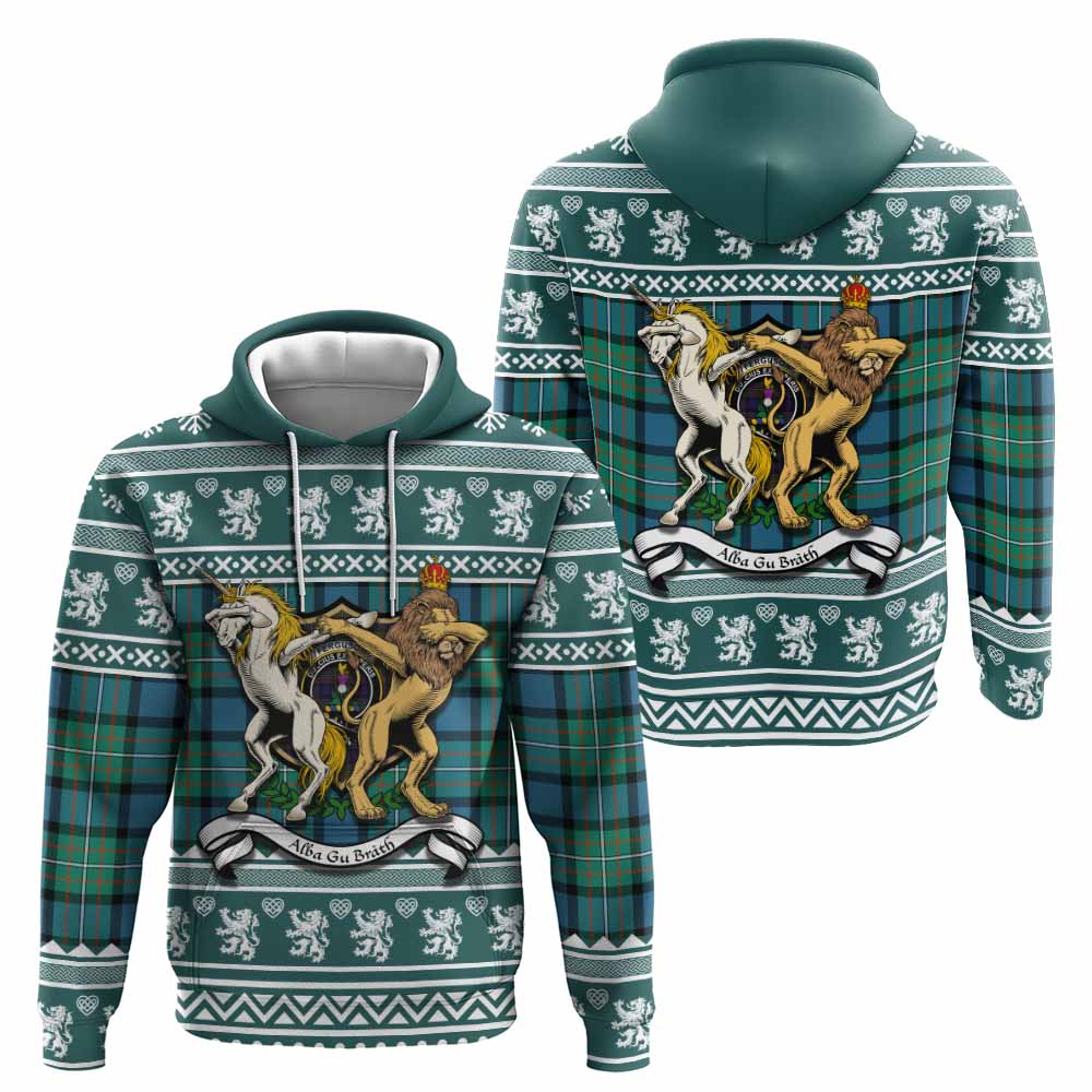 Ferguson (Fergusson) Clan Tartan Crest Christmas Hoodie Coat of Arms Funny Style - Tartan Vibes Clothing